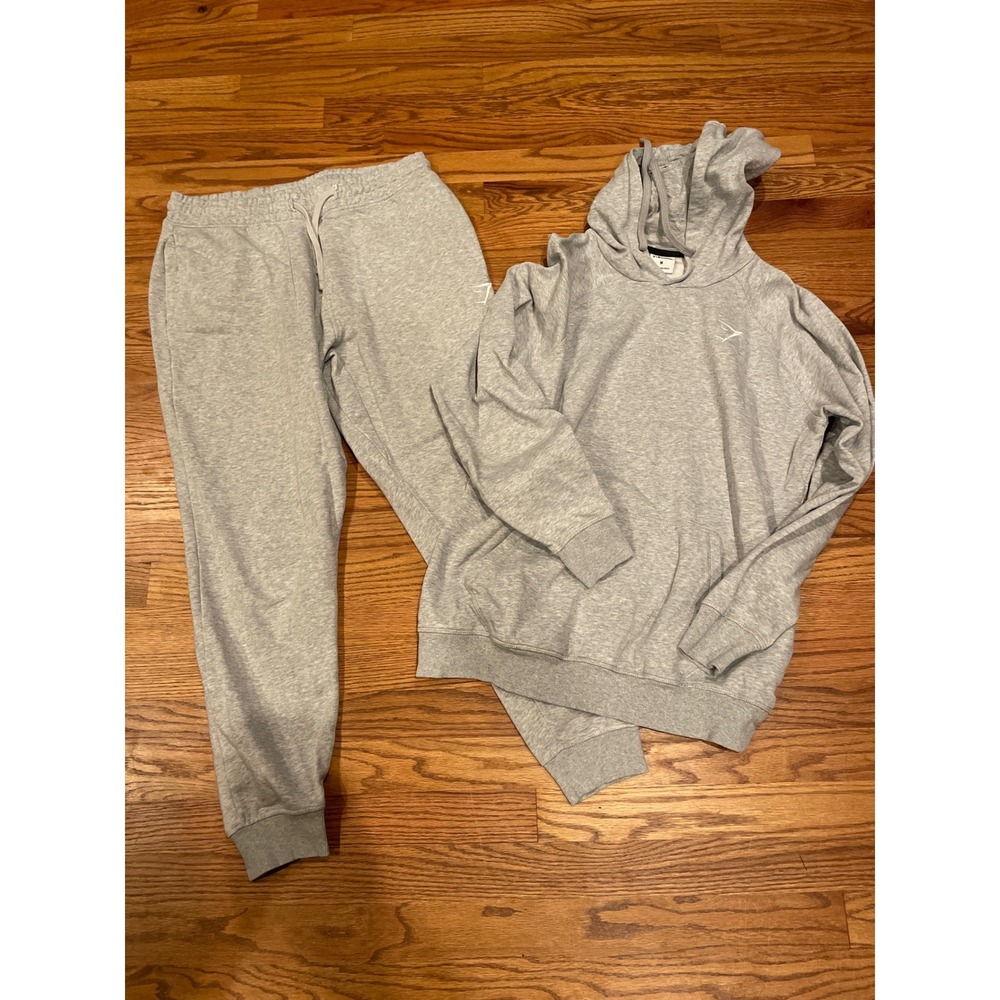 Gymshark Mens Tracksuit Medium Grey Fleece Hoodie and Joggers Set A2A4G